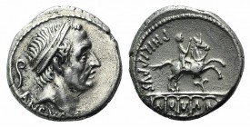 L. Marcius Philippus, Rome, 57 BC. AR Denarius (16mm, 3.88g, 1h). Diademed head of Ancus Marcius r.; lituus to l. R/ Equestrian statue r. on aqueduct;...