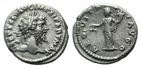 Septimius Severus (193-211). AR Denarius (17mm, 3.13g, 12h). Rome, 198-200. Laureate head r. R/ Aequitas standing holding scales and cornucopiae. RIC ...