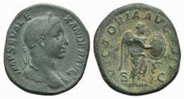 Severus Alexander (222-235). Æ Sestertius (28mm, 18.40g, 12h). Rome, 222-231. Laureate head r., slight drapery on l. shoulder. R/ Victory standing r.,...