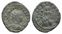 Quietus (Usurper, 260-261). Antoninianus (20mm, 2.85g, 6h). Samosata. Radiate, draped and cuirassed bust r. R/ Roma seated l. on throne, holding crown...