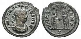 Tacitus (275-276). Radiate (24mm, 2.95g, 12h). Cyzicus, AD 276. Radiate, draped and cuirassed bust r. R/ Emperor, helmeted, standing r., holding spear...