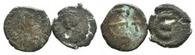 Maurice Tiberius (582-602). Lot of 2 Æ 5 Nummi (12mm, 1.68g, 12h). Constantinople. Diademed, draped and cuirassed bust r. R/ Large Є; cross to r. MIBE...