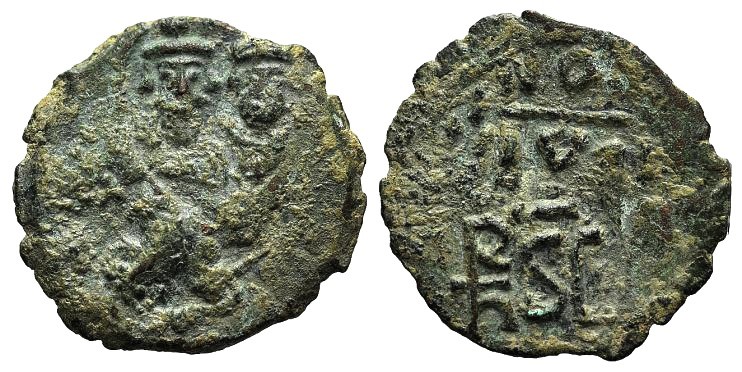 Heraclius (610-641). Æ 40 Nummi (27mm, 6.68g, 6h). Syracuse, 632-641. Countermar...