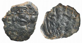 Constans II (641-668). Æ 40 Nummi (21mm, 2.63g). Constantinople. Constans wearing crown and chlamys, standing facing holding cross and cross on globe....
