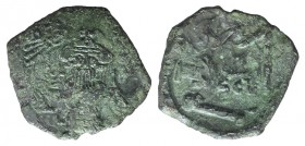Constans II (641-668). Æ 40 Nummi (28mm, 4.25g, 6h). Syracuse, 650-651. Crowned and draped facing bust, holding globus cruciger. R/ Large M; monogram ...