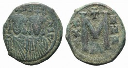 Leo V and Constantine (813-820). Æ 40 Nummi (22mm, 5.69g, 6h). Constantinople. Crowned facing busts of Leo and Constantine, each wearing chlamys. R/ L...