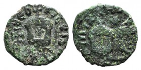 Theophilus (829-842). Æ 40 Nummi (17mm, 2.29g, 6h). Syracuse, 830/1-842. Crowned facing bust of Theophilus, wearing loros and holding cross potent. R/...