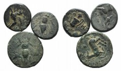 Ionia, lot of 3 Æ coins, including Ephesos (2) and Teos. Lot sold as it, no returns