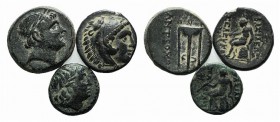 Seleukid kings, Lot of 3 Greek Æ coins, to be catalog. Lot sold as is it, no returns