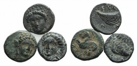 Lot of 3 Greek Æ coins, including Gyrneion and Gergis, to be catalog. Lot sold as is it, no returns