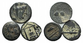 Lot of 3 Greek Æ coins, including Alexander III and Soloi, to be catalog. Lot sold as is it, no returns