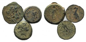 Seleukid kings, Lot of 3 Greek Æ coins, to be catalog. Lot sold as is it, no returns