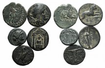 Lot of 5 Greek Æ coins, including Kyzikos, Lysimachos and Pergamon, to be catalog. Lot sold as is it, no returns