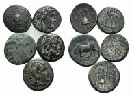 Lot of 5 Greek Æ coins, including Alexander III, Antiochos and Seleukos, to be catalog. Lot sold as is it, no returns