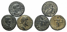 Lot of 3 Roman Provincial Æ coins, including Antoninus Pius, Trajan Decius and Elagabalus, to be catalog. Lot sold as is it, no returns