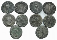 Lot of 5 Roman Imperial AR Antoninianii, including Gallienus and Claudius II, to be catalog. Lot sold as it, no returns