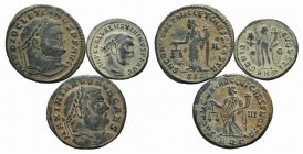 Lot of 3 Roman Imperial Æ coins, including Diocletian, Maximianus and Maximinus, to be catalog. Lot sold as it, no returns