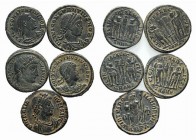 Lot of 5 Roman Imperial Æ coins, including Constantine, Gratianus and Constantius, to be catalog. Lot sold as it, no returns