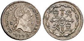 1772. Carlos III. Segovia. 1 maravedí. (AC. 28). 1,32 g. Buen ejemplar. MBC+.
