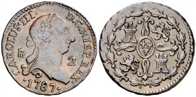 1787. Carlos III. Segovia. 2 maravedís. (AC. 46). 2,06 g. MBC-/MBC.