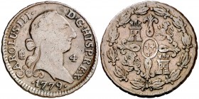 1779. Carlos III. Segovia. 4 maravedís. (AC. 59). 5,07 g. BC/BC+.