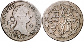 1780. Carlos III. Segovia. 4 maravedís. (AC. 60). 5,20 g. BC/BC+.