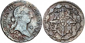 1785. Carlos III. Segovia. 4 maravedís. (AC. 64). 5,16 g. Impurezas. (MBC-).