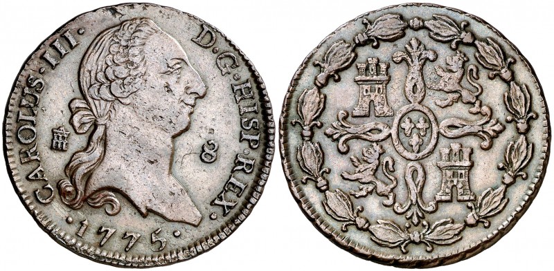 1775. Carlos III. Segovia. 8 maravedís. (AC. 72). 10,67 g. Impurezas. Buen ejemp...