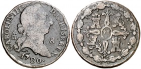 1780. Carlos III. Segovia. 8 maravedís. (AC. 77). 11,01 g. Escasa. BC/BC+.