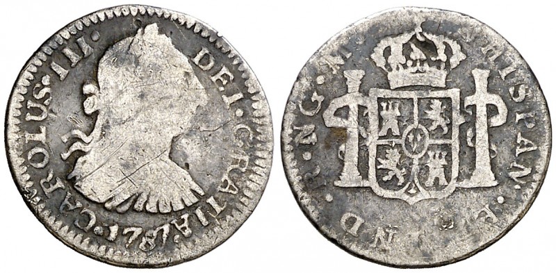 1787. Carlos III. Guatemala. M. 1/2 real. (AC. 108). 1,59 g. Oxidaciones. Rara. ...