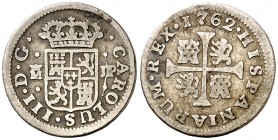 1762. Carlos III. Madrid. JP. 1/2 real. (AC. 150). 1,25 g. BC+.