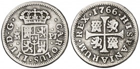 1766. Carlos III. Madrid. PJ. 1/2 real. (AC. 153). 1,27 g. BC+.