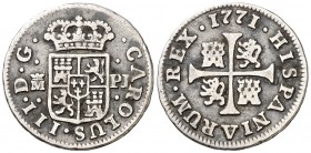 1771. Carlos III. Madrid. PJ. 1/2 real. (AC. 156). 1,41 g. Ex Áureo 22/09/1999, nº 570. MBC-.