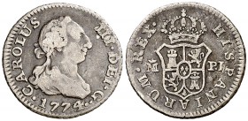 1774/3. Carlos III. Madrid. PJ. 1/2 real. (AC. 158.1). 1,45 g. Ex Áureo 22/04/1998, nº 2630. MBC-.