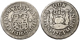 1764. Carlos III. México. M. 1/2 real. (AC. 181). 1,65 g. Columnario. Ex Áureo 23/01/2002, nº 1193. MBC-/BC+.