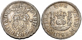 1768. Carlos III. México. M. 1/2 real. (AC. 187). 1,63 g. Columnario. Buen ejemplar. MBC+/MBC.