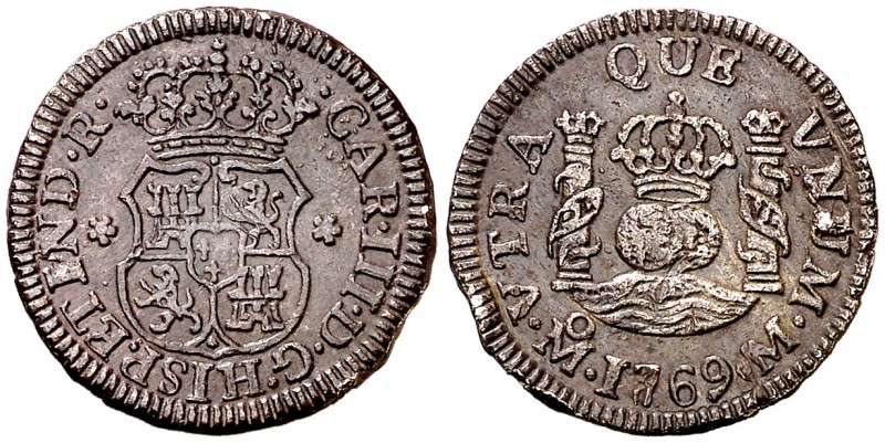 1769. Carlos III. México. M. 1/2 real. (AC. 188). 1,67 g. Columnario. Golpe en c...