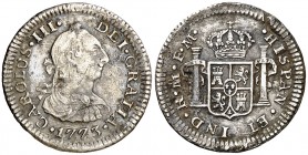 1773. Carlos III. México. FM. 1/2 real. (AC. 195). 1,57 g. Oxidaciones. (MBC+).