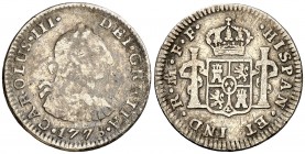 1778. Carlos III. México. FF. 1/2 real. (AC. 203). 1,55 g. Acuñación floja. Rayitas. BC/BC+.