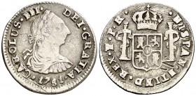 1781. Carlos III. Potosí. PR. 1/2 real. (AC. 254). 1,52 g. Rayitas. BC+.