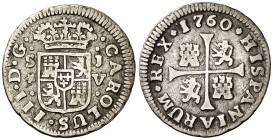 1760. Carlos III. Sevilla. JV. 1/2 real. (AC. 305). 1,27 g. MBC-.