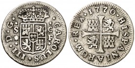 1770. Carlos III. Sevilla. CF. 1/2 real. (AC. 309). 1,34 g. MBC-.