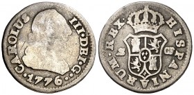 1776. Carlos III. Sevilla. CF. 1/2 real. (AC. 313). 1,21 g. RC/BC-.