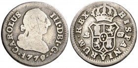 1779. Carlos III. Sevilla. CF. 1/2 real. (AC. 315). 1,33 g. BC-/BC.