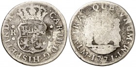 1771. Carlos III. Lima. JM. 1 real. (AC. 354). 3 g. Columnario. Escasa. RC.