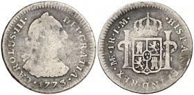 1773. Carlos III. Lima. JM. 1 real. (AC. 357). 3,05 g. BC-/BC.