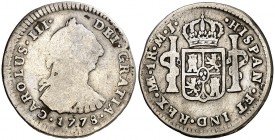 1778. Carlos III. Lima. MJ. 1 real. (AC. 363). 3,18 g. RC/BC.