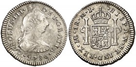 1786. Carlos III. Lima. MI. 1 real. (AC. 372). 3,28 g. Plata agria. (BC+/MBC-).