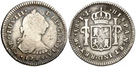 1788. Carlos III. Lima. IJ. 1 real. (AC. 375). 3,28 g. BC/BC+.