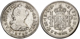 1789. Carlos III. Lima. IJ. 1 real. (AC. 376). 3,33 g. Acuñación póstuma. Ex Áureo 21/01/2004, nº 857. BC+/MBC-.
